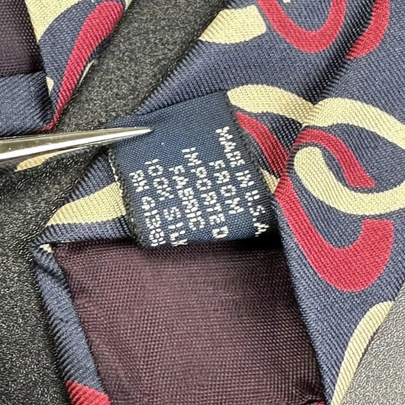 Vintage Polo Ralph Lauren Silk Tie Mens Navy Geometric Handmade in USA Necktie* - Picture 14 of 16